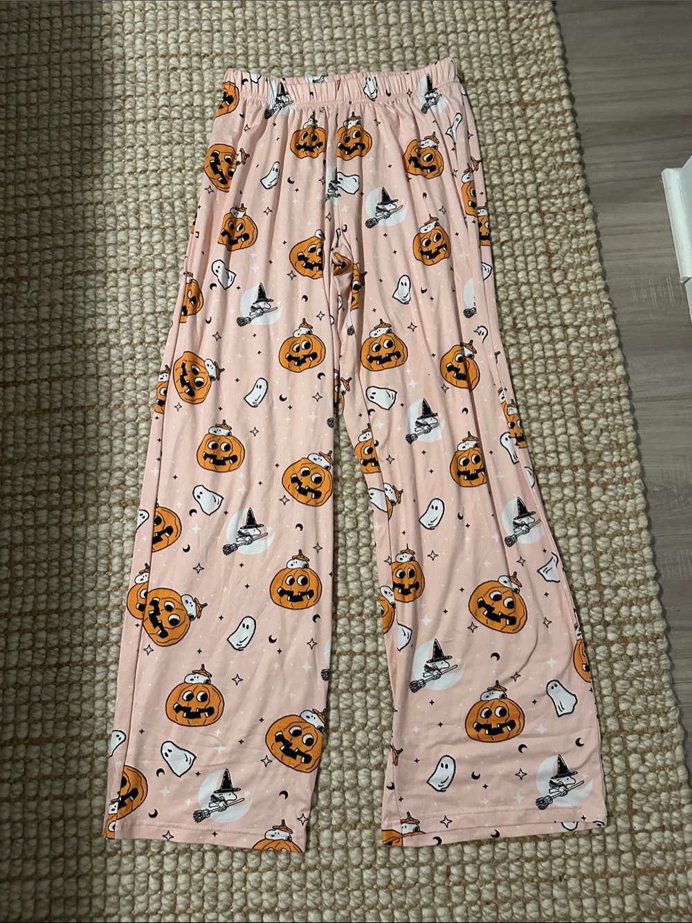 munki munki Light Pink Pumpkin & Ghost Pajama Pants